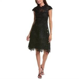 NEW TERI JON 3-d lace shift dress in black